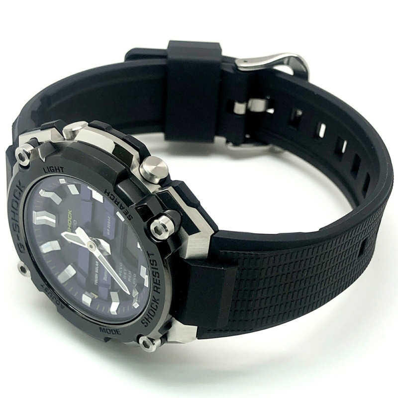 卡西歐 G-SHOCK 手錶 GST-B600A-1A6 G-STEEL G-Steel 小巧迷你尺寸男女通用款 Tough Solar 太陽能動力藍牙手機連接雙 LED 燈黑色紫色款,2024 年 2 月發布。-4