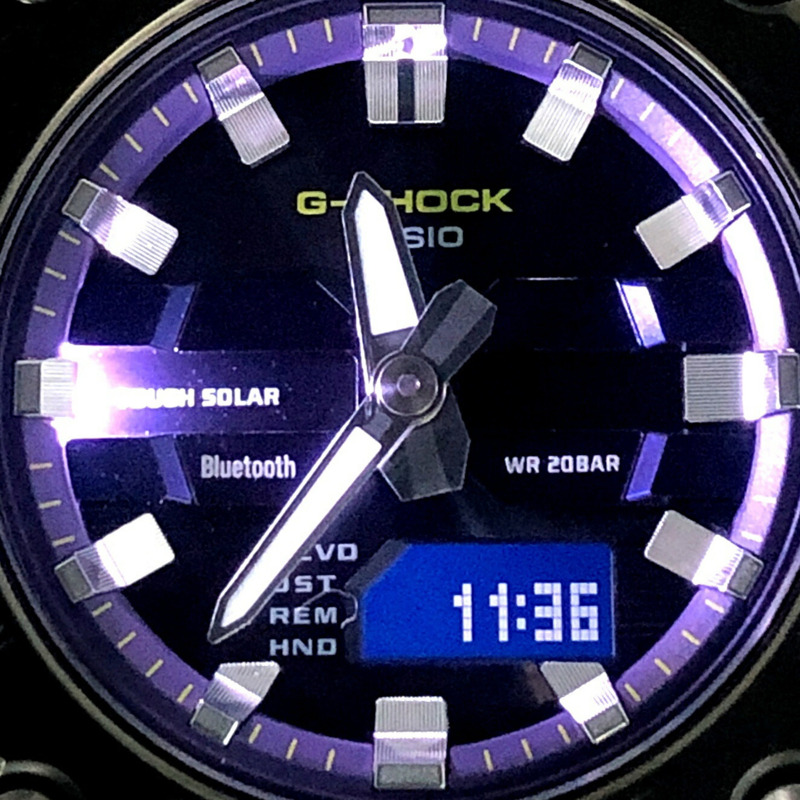 卡西歐 G-SHOCK 手錶 GST-B600A-1A6 G-STEEL G-Steel 小巧迷你尺寸男女通用款 Tough Solar 太陽能動力藍牙手機連接雙 LED 燈黑色紫色款,2024 年 2 月發布。-8