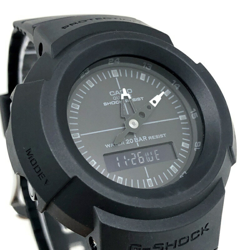 Casio G-SHOCK AW-500BB-1E 全黑復刻版腕錶，指針/數位雙顯，全黑配色，2020 年 11 月發布-3