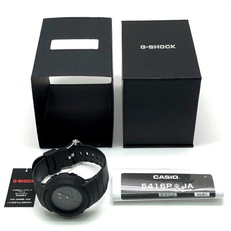 Casio G-SHOCK AW-500BB-1E 全黑復刻版腕錶，指針/數位雙顯，全黑配色，2020 年 11 月發布-9