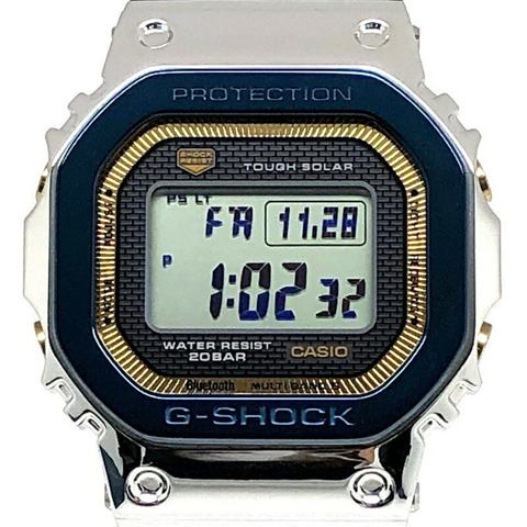 卡西歐 G-SHOCK 手錶 GMW-B5000SS-2 50週年紀念款，全金屬錶殼，電波太陽能藍牙，LED背光，藍色IP鍍層，金色/銀色可選，2024年6月發布。