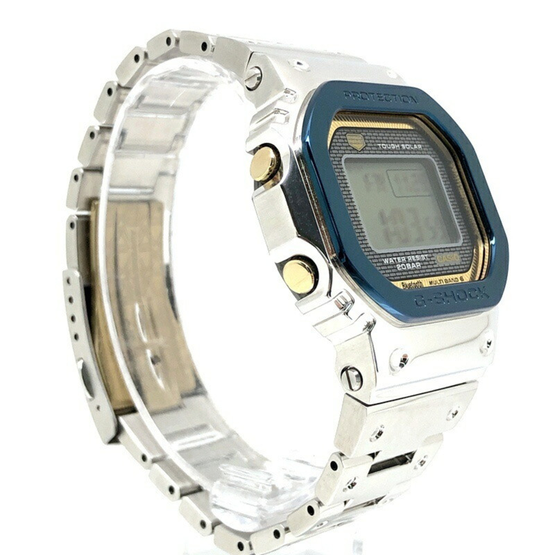 卡西歐 G-SHOCK 手錶 GMW-B5000SS-2 50週年紀念款，全金屬錶殼，電波太陽能藍牙，LED背光，藍色IP鍍層，金色/銀色可選，2024年6月發布。-1