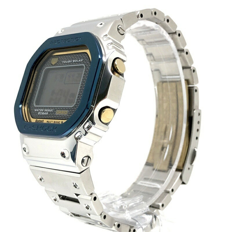卡西歐 G-SHOCK 手錶 GMW-B5000SS-2 50週年紀念款，全金屬錶殼，電波太陽能藍牙，LED背光，藍色IP鍍層，金色/銀色可選，2024年6月發布。-2