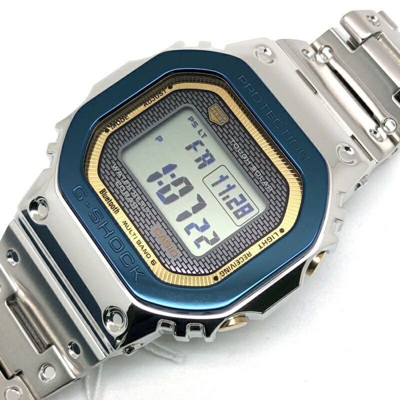 卡西歐 G-SHOCK 手錶 GMW-B5000SS-2 50週年紀念款，全金屬錶殼，電波太陽能藍牙，LED背光，藍色IP鍍層，金色/銀色可選，2024年6月發布。-5