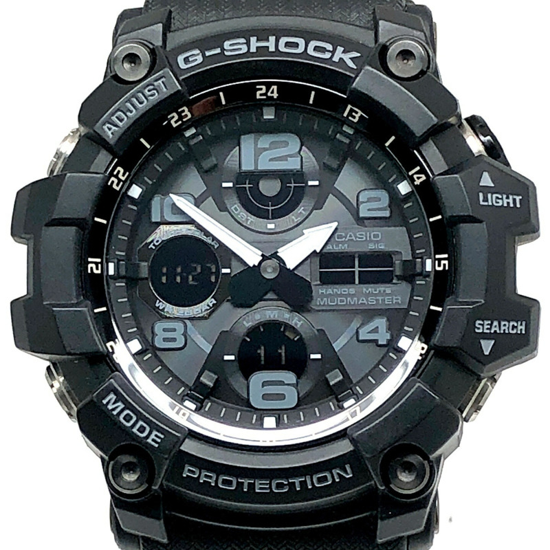 卡西歐 G-SHOCK GWG-100-1A MUDMASTER 手錶,具備電波太陽能、雙 LED 照明、防塵防泥、指針/數位雙顯、黑色軍綠色等功能,2018 年 2 月發布。-0
