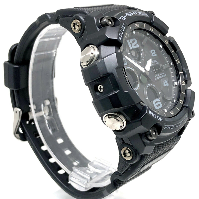 卡西歐 G-SHOCK GWG-100-1A MUDMASTER 手錶,具備電波太陽能、雙 LED 照明、防塵防泥、指針/數位雙顯、黑色軍綠色等功能,2018 年 2 月發布。-1