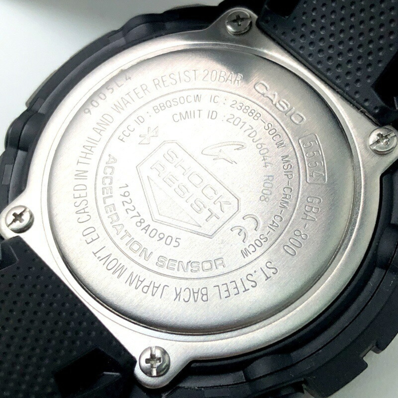 卡西歐 G-SHOCK 手錶 GBA-800LU-1A1 G-SQUAD 具備藍牙通訊功能、三軸加速度感測器、計步器、雙 LED 背光和夜光功能,黑色錶盤,2019 年 11 月發布。-7