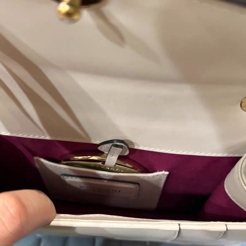 BVLGARI 白色金扣蛇頭肩背斜背包 20*15 98新配件塵袋-2