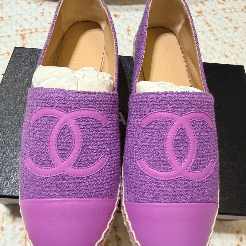 紫色 Chanel 草編鞋 漁夫鞋38~全新出清-0