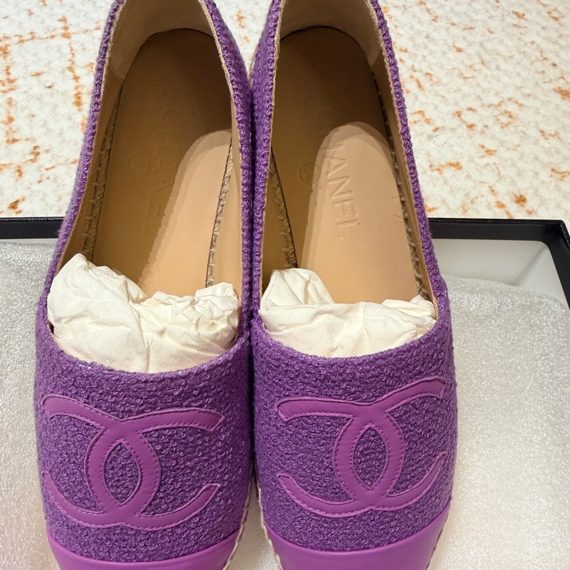 紫色 Chanel 草編鞋 漁夫鞋38~全新出清-2