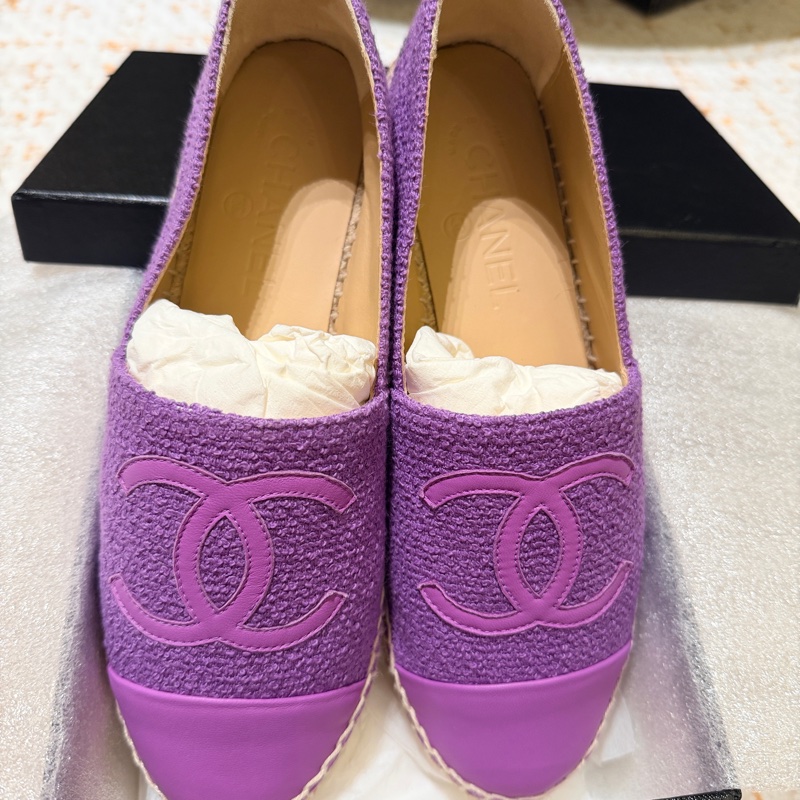 紫色 Chanel 草編鞋 漁夫鞋38~全新出清-3
