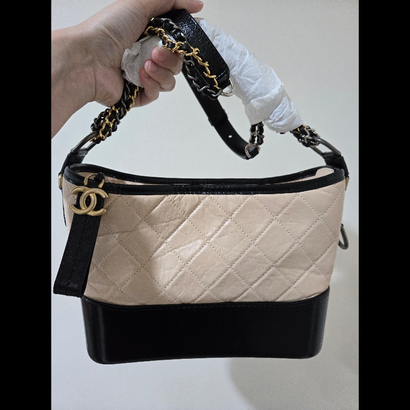 Chanel 香奈兒 米拼黑牛皮Gabrielle流浪包 小號-3