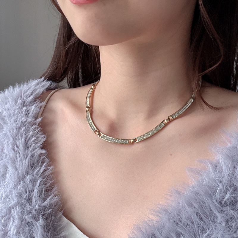 Christian Dior 迪奧 項鏈 鍍金水鑽 花朵 德國製-0