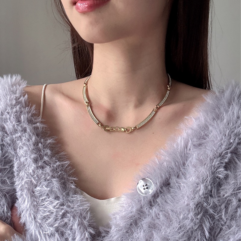 Christian Dior 迪奧 項鏈 鍍金水鑽 花朵 德國製-2