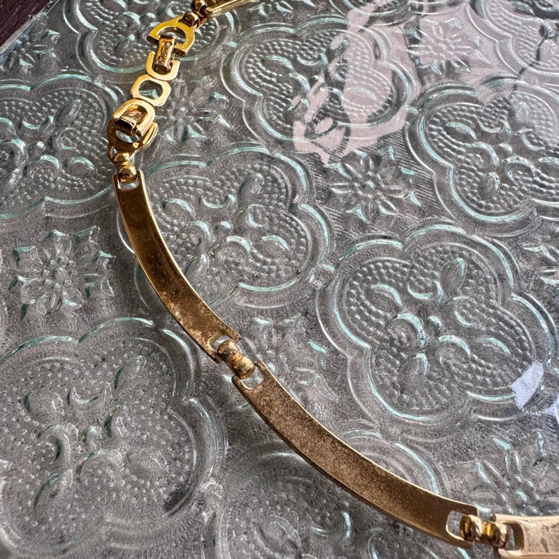 Christian Dior 迪奧 項鏈 鍍金水鑽 花朵 德國製-7