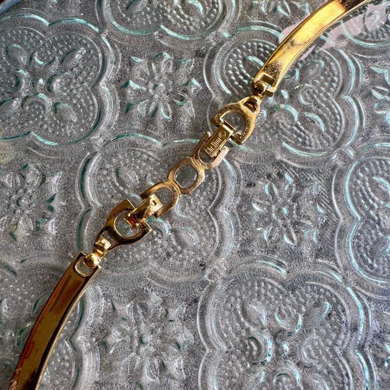 Christian Dior 迪奧 項鏈 鍍金水鑽 花朵 德國製-11