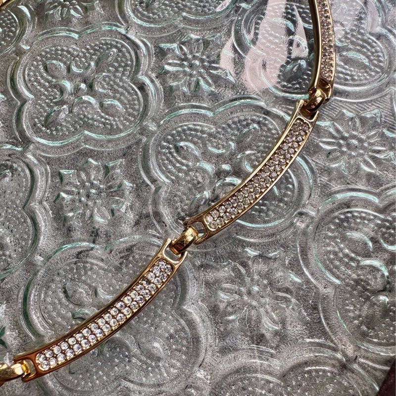 Christian Dior 迪奧 項鏈 鍍金水鑽 花朵 德國製-13