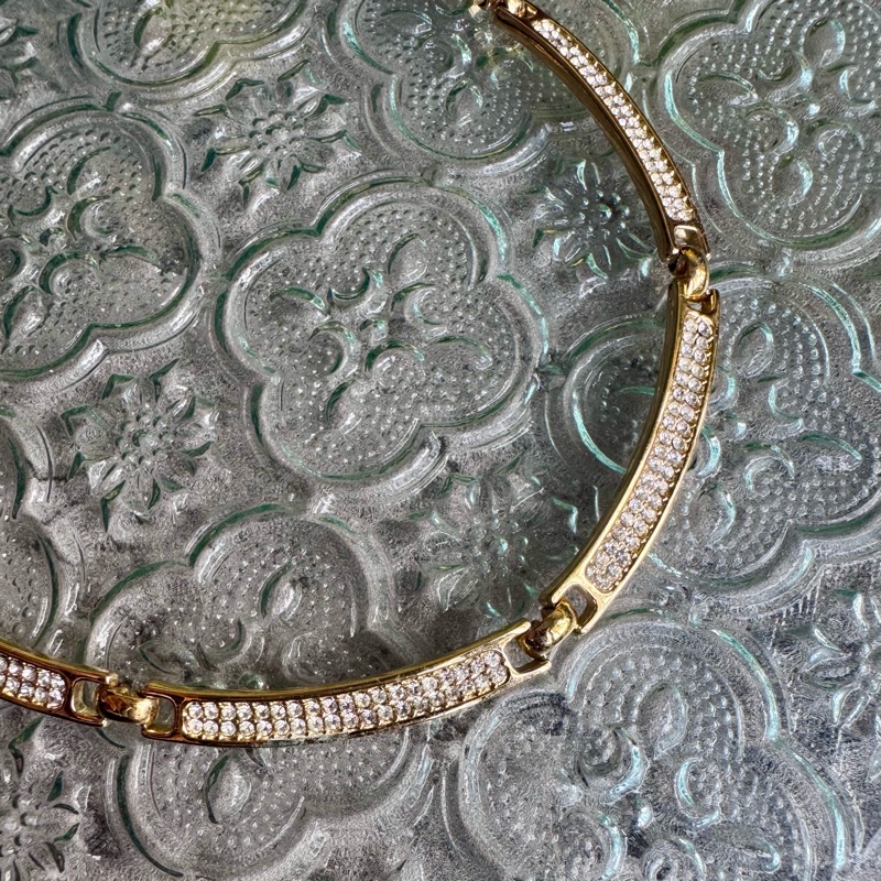 Christian Dior 迪奧 項鏈 鍍金水鑽 花朵 德國製-14