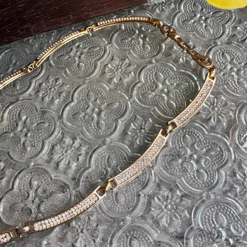 Christian Dior 迪奧 項鏈 鍍金水鑽 花朵 德國製-16