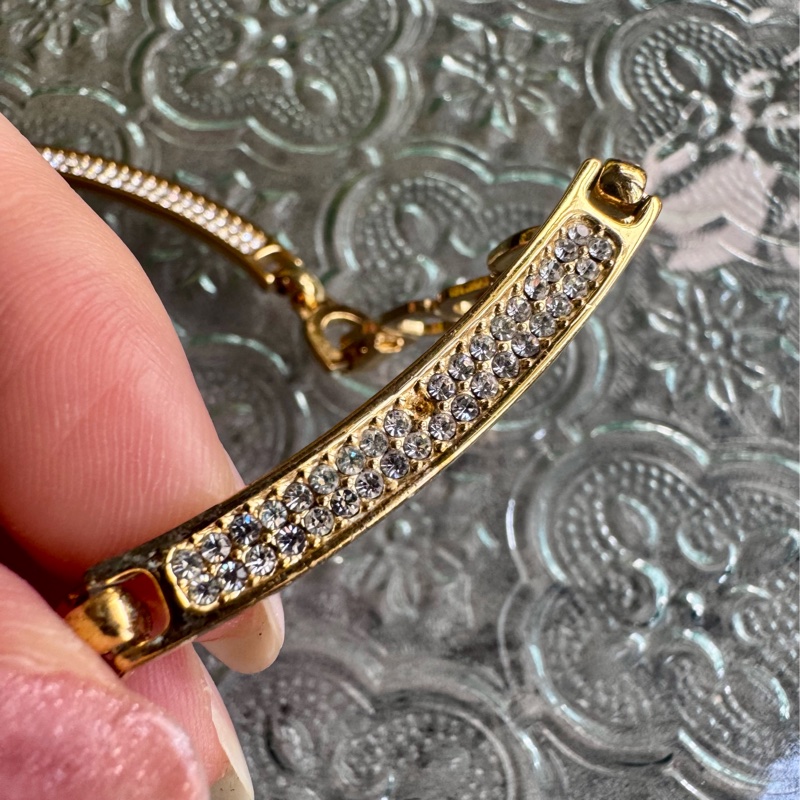 Christian Dior 迪奧 項鏈 鍍金水鑽 花朵 德國製-17