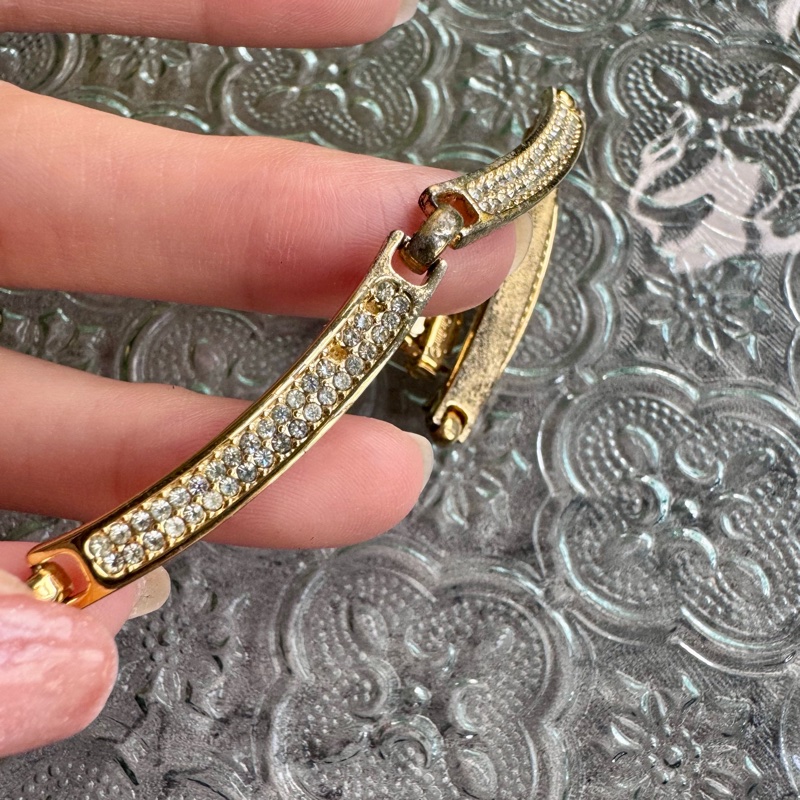 Christian Dior 迪奧 項鏈 鍍金水鑽 花朵 德國製-18