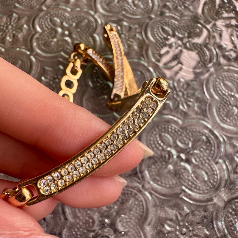 Christian Dior 迪奧 項鏈 鍍金水鑽 花朵 德國製-19