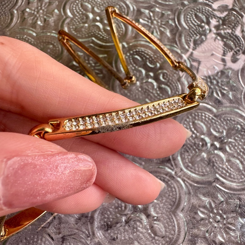 Christian Dior 迪奧 項鏈 鍍金水鑽 花朵 德國製-20