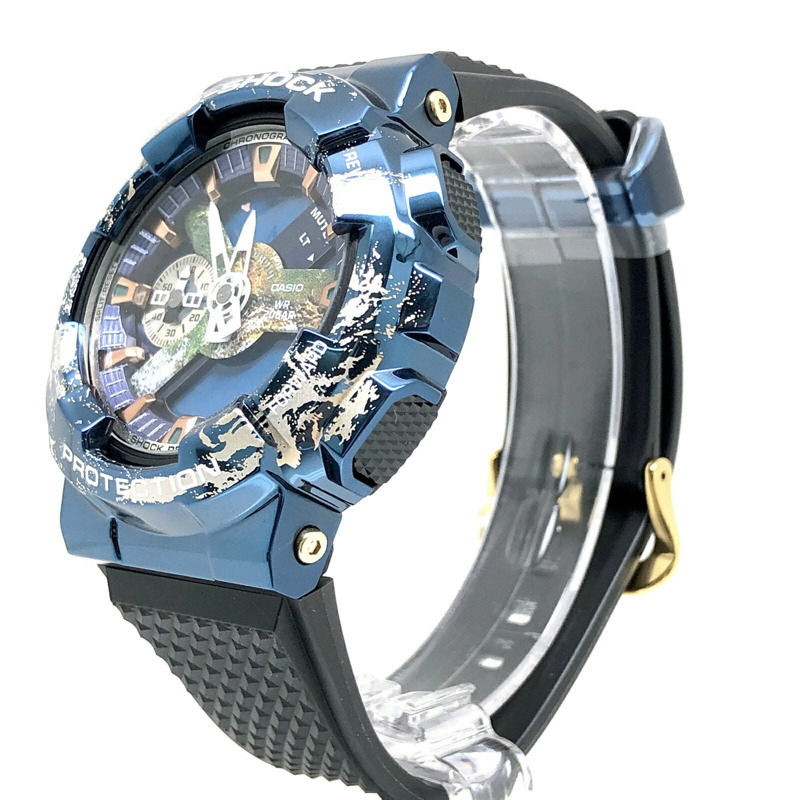 卡西歐 G-SHOCK 手錶 GM-110EARTH-1A 地球圖案金屬錶圈 LED 淺藍色金屬指針/數位雙顯，2022 年 12 月發布-2