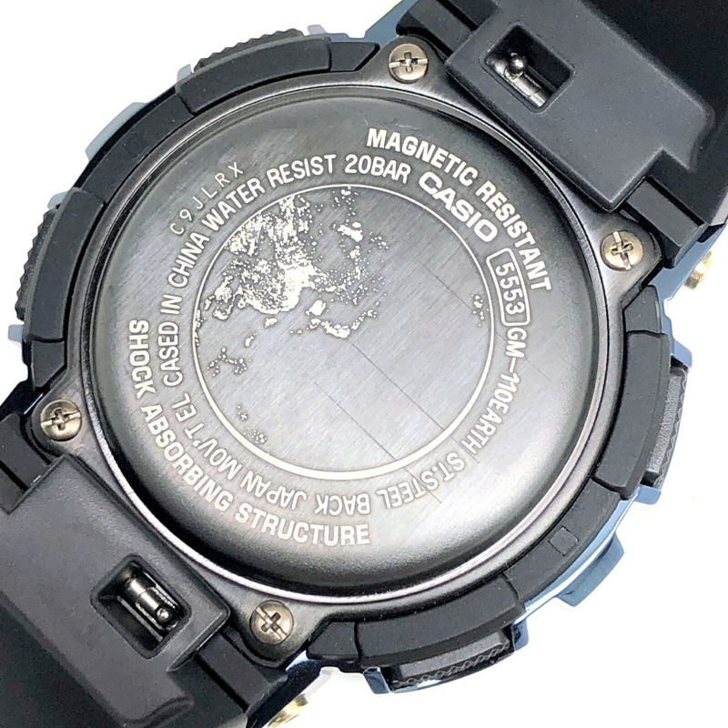 卡西歐 G-SHOCK 手錶 GM-110EARTH-1A 地球圖案金屬錶圈 LED 淺藍色金屬指針/數位雙顯，2022 年 12 月發布-7