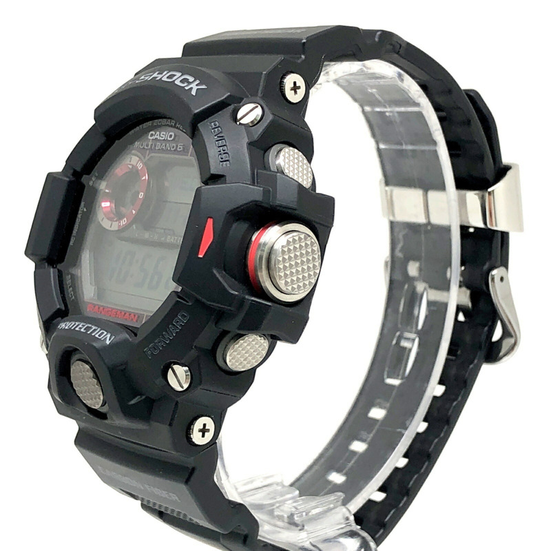 卡西歐 G-SHOCK GW-9400J-1 RANGEMAN 手錶，電波太陽能三重感應器，可測量高度、氣壓、方向和溫度，LED 背光，黑色 x 紅色，2013 年 9 月發布-2