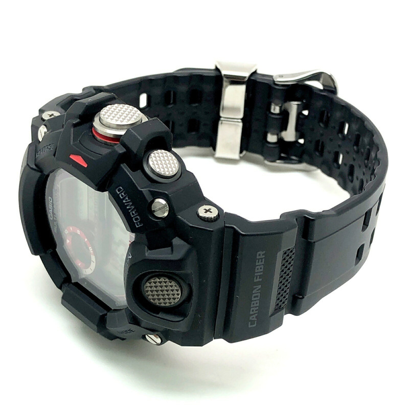 卡西歐 G-SHOCK GW-9400J-1 RANGEMAN 手錶，電波太陽能三重感應器，可測量高度、氣壓、方向和溫度，LED 背光，黑色 x 紅色，2013 年 9 月發布-4