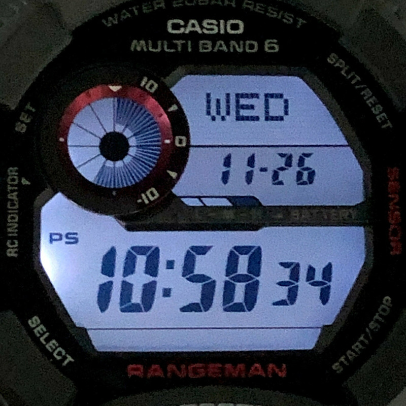 卡西歐 G-SHOCK GW-9400J-1 RANGEMAN 手錶，電波太陽能三重感應器，可測量高度、氣壓、方向和溫度，LED 背光，黑色 x 紅色，2013 年 9 月發布-8