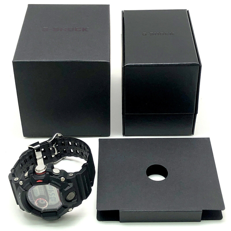 卡西歐 G-SHOCK GW-9400J-1 RANGEMAN 手錶，電波太陽能三重感應器，可測量高度、氣壓、方向和溫度，LED 背光，黑色 x 紅色，2013 年 9 月發布-9