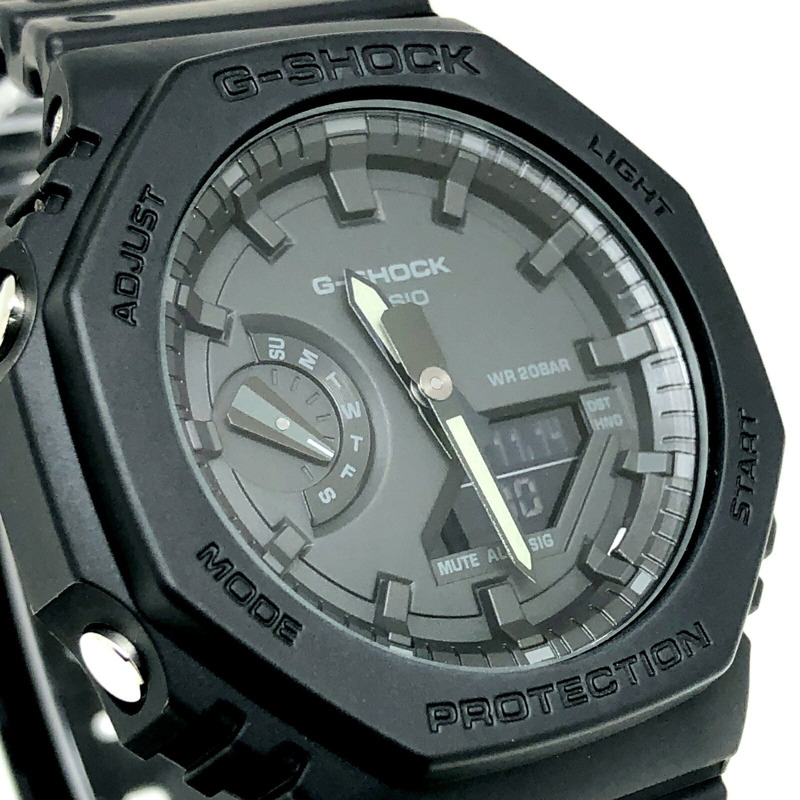 卡西歐 G-SHOCK GA-2100-1A1 八角形錶殼 卡西歐橡木紋指針/數位雙顯雙 LED 背光 全黑款 2019 年 8 月發布-3