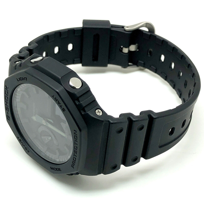 卡西歐 G-SHOCK GA-2100-1A1 八角形錶殼 卡西歐橡木紋指針/數位雙顯雙 LED 背光 全黑款 2019 年 8 月發布-4