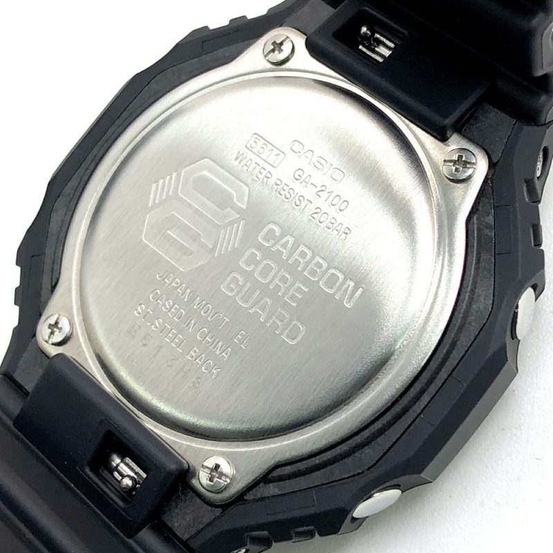 卡西歐 G-SHOCK GA-2100-1A1 八角形錶殼 卡西歐橡木紋指針/數位雙顯雙 LED 背光 全黑款 2019 年 8 月發布-7