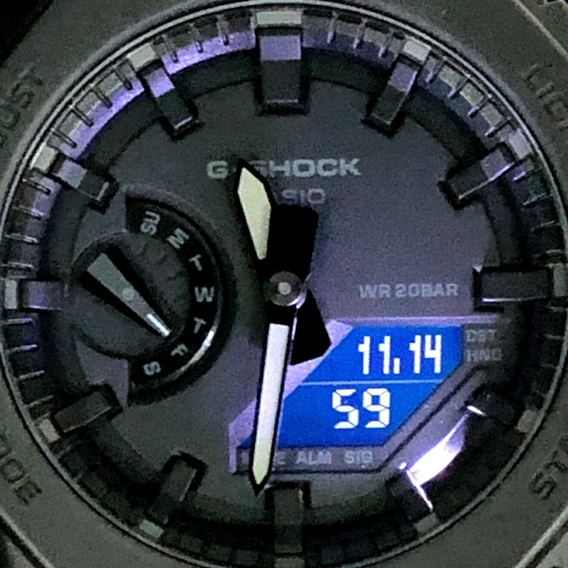 卡西歐 G-SHOCK GA-2100-1A1 八角形錶殼 卡西歐橡木紋指針/數位雙顯雙 LED 背光 全黑款 2019 年 8 月發布-8