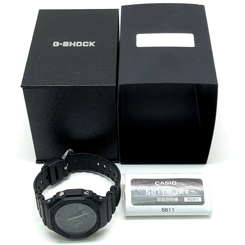 卡西歐 G-SHOCK GA-2100-1A1 八角形錶殼 卡西歐橡木紋指針/數位雙顯雙 LED 背光 全黑款 2019 年 8 月發布-9