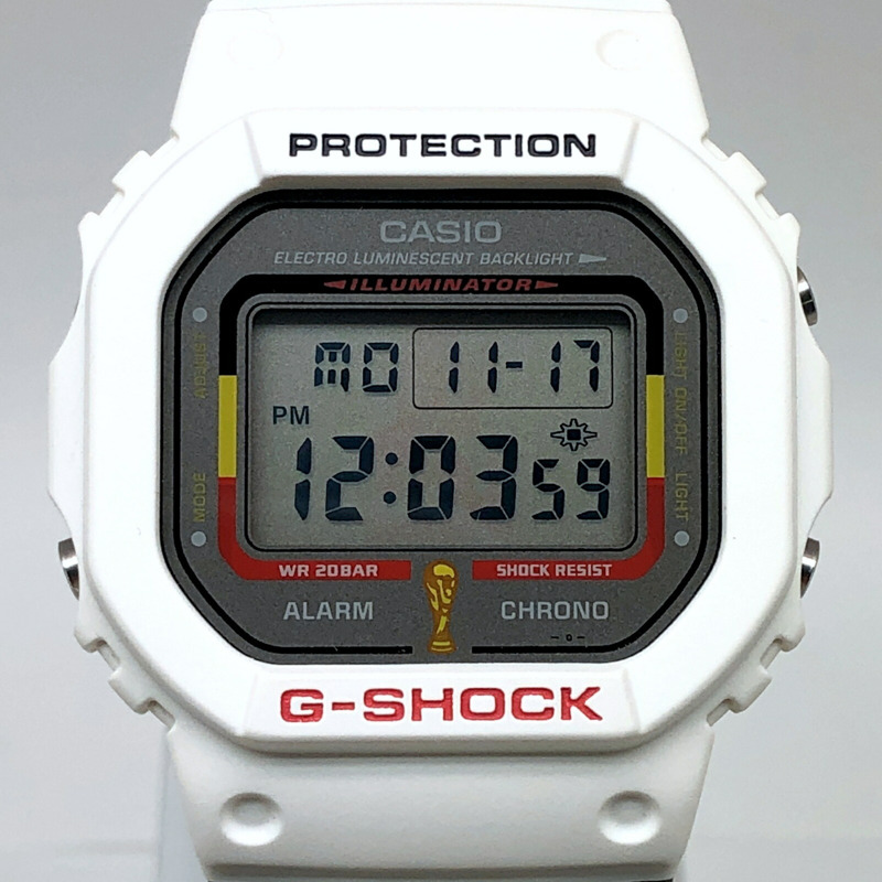 卡西歐 G-SHOCK 手錶 DW-5600WC-1 FIFA 世界盃 2006 德國官方授權合作款 Goleo EL 白色 x 黑色，2005 年 8 月發布-0