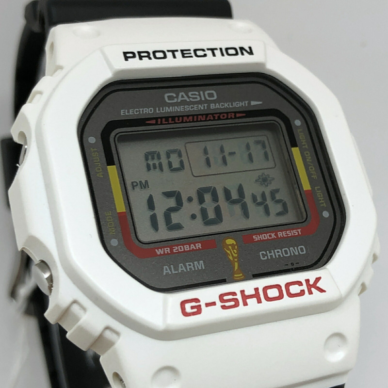 卡西歐 G-SHOCK 手錶 DW-5600WC-1 FIFA 世界盃 2006 德國官方授權合作款 Goleo EL 白色 x 黑色，2005 年 8 月發布-3