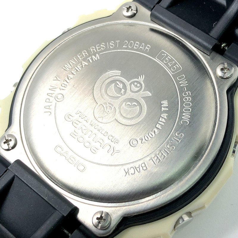 卡西歐 G-SHOCK 手錶 DW-5600WC-1 FIFA 世界盃 2006 德國官方授權合作款 Goleo EL 白色 x 黑色，2005 年 8 月發布-7