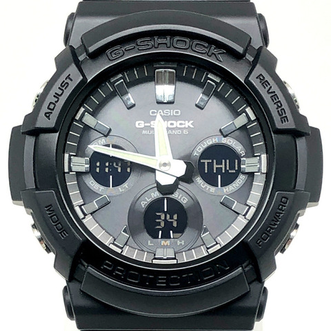 卡西歐 G-SHOCK 手錶 GAW-100B-1A 電波太陽能 Tough 多功能 6 項功能 雙 LED 照明 指針/數位雙顯 大錶殼 金屬錶圈 黑色 2017 年 8 月發布