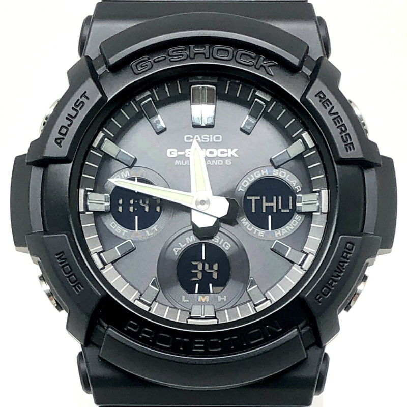 卡西歐 G-SHOCK 手錶 GAW-100B-1A 電波太陽能 Tough 多功能 6 項功能 雙 LED 照明 指針/數位雙顯 大錶殼 金屬錶圈 黑色 2017 年 8 月發布-0