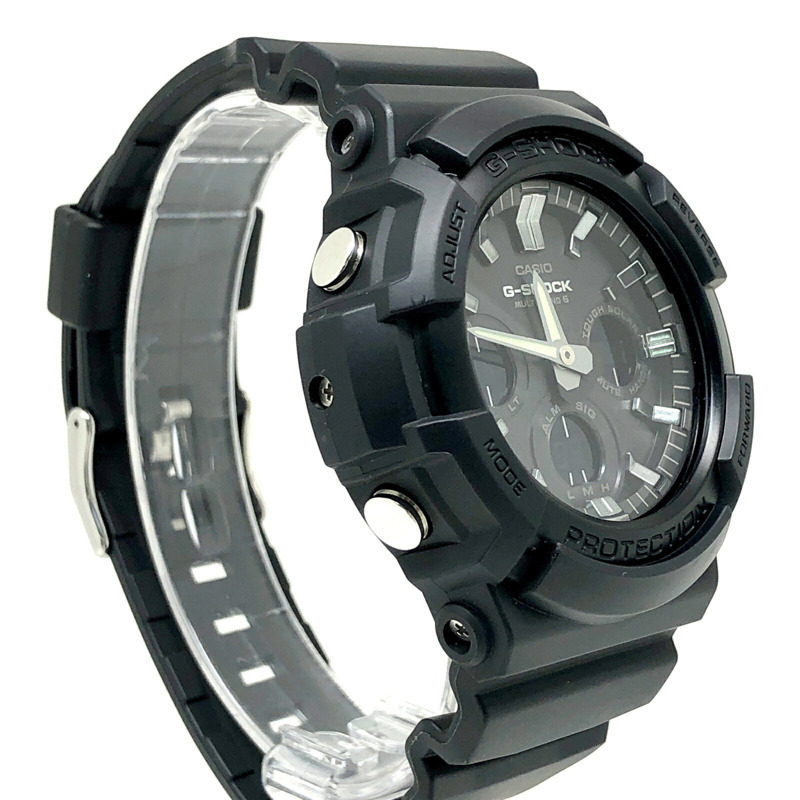 卡西歐 G-SHOCK 手錶 GAW-100B-1A 電波太陽能 Tough 多功能 6 項功能 雙 LED 照明 指針/數位雙顯 大錶殼 金屬錶圈 黑色 2017 年 8 月發布-1