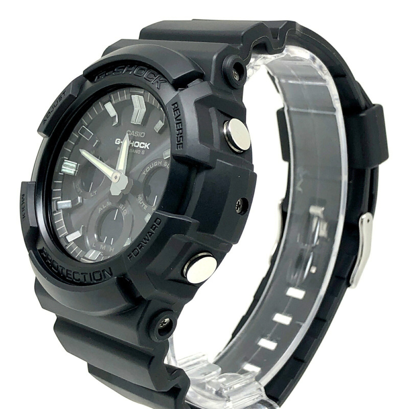 卡西歐 G-SHOCK 手錶 GAW-100B-1A 電波太陽能 Tough 多功能 6 項功能 雙 LED 照明 指針/數位雙顯 大錶殼 金屬錶圈 黑色 2017 年 8 月發布-2