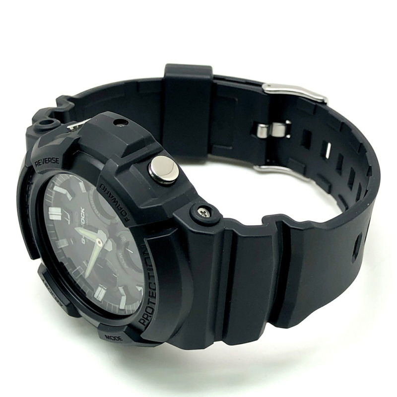 卡西歐 G-SHOCK 手錶 GAW-100B-1A 電波太陽能 Tough 多功能 6 項功能 雙 LED 照明 指針/數位雙顯 大錶殼 金屬錶圈 黑色 2017 年 8 月發布-4