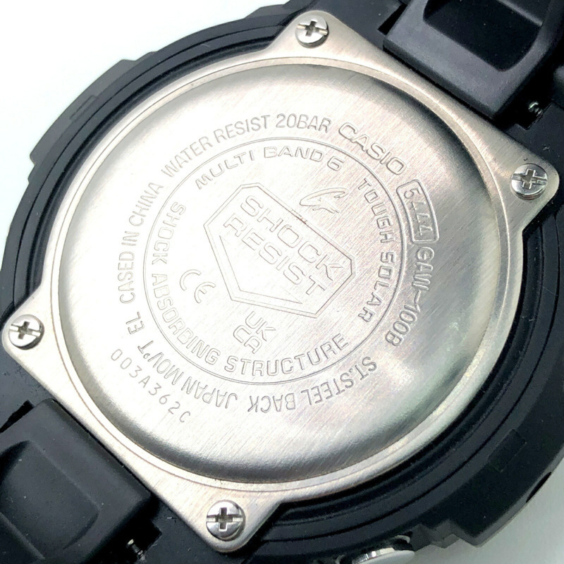 卡西歐 G-SHOCK 手錶 GAW-100B-1A 電波太陽能 Tough 多功能 6 項功能 雙 LED 照明 指針/數位雙顯 大錶殼 金屬錶圈 黑色 2017 年 8 月發布-7
