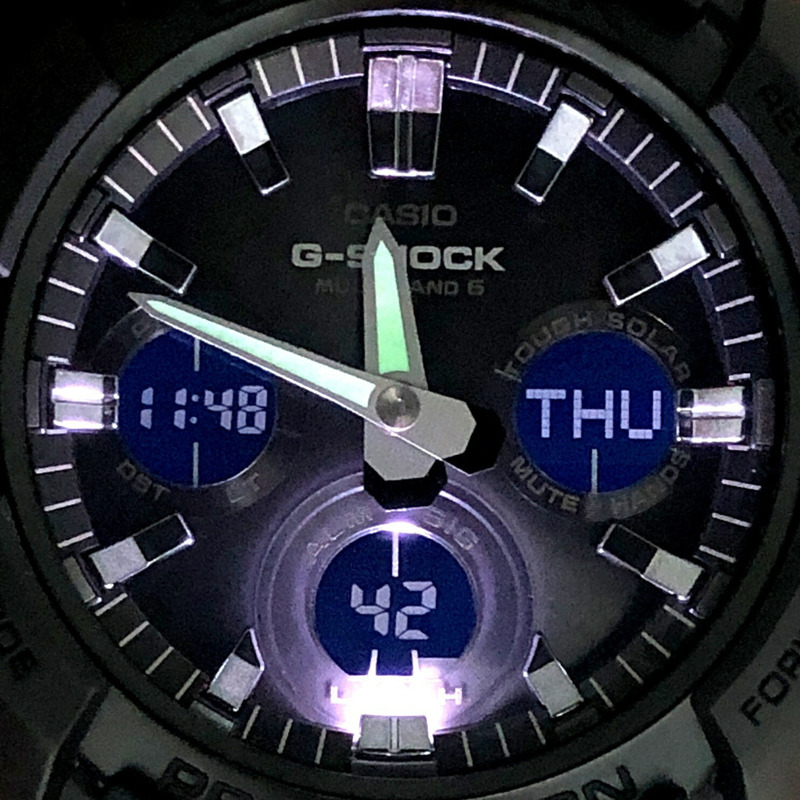 卡西歐 G-SHOCK 手錶 GAW-100B-1A 電波太陽能 Tough 多功能 6 項功能 雙 LED 照明 指針/數位雙顯 大錶殼 金屬錶圈 黑色 2017 年 8 月發布-8