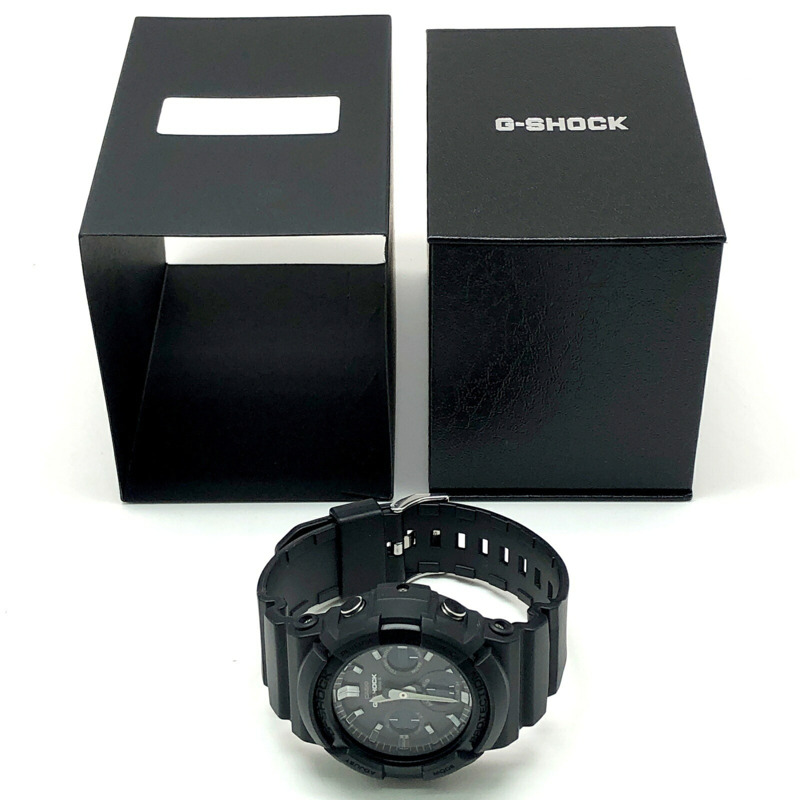 卡西歐 G-SHOCK 手錶 GAW-100B-1A 電波太陽能 Tough 多功能 6 項功能 雙 LED 照明 指針/數位雙顯 大錶殼 金屬錶圈 黑色 2017 年 8 月發布-9