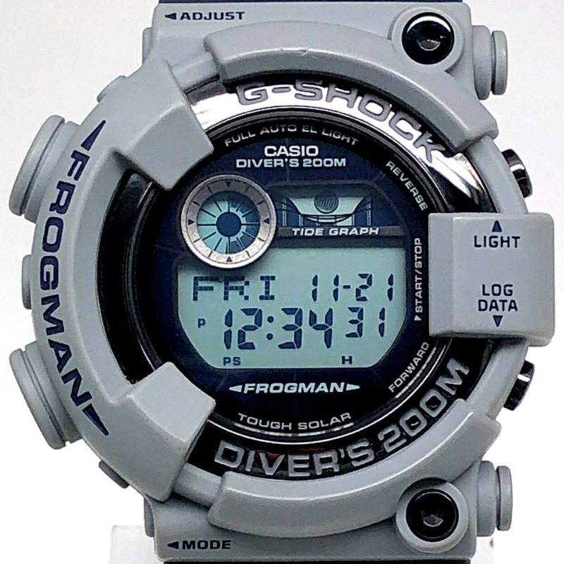 Casio G-SHOCK GF-8250ER-2 FROGMAN 男士軍用配色 Frogman 第一代復刻版，灰色 x 海軍藍錨形錶盤，EL 背光，2012 年 4 月發布-0
